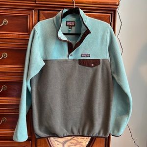 GUC Patagonia aqua teal Lightweight Synchilla quarter Snap-T Fleece Pullover szM